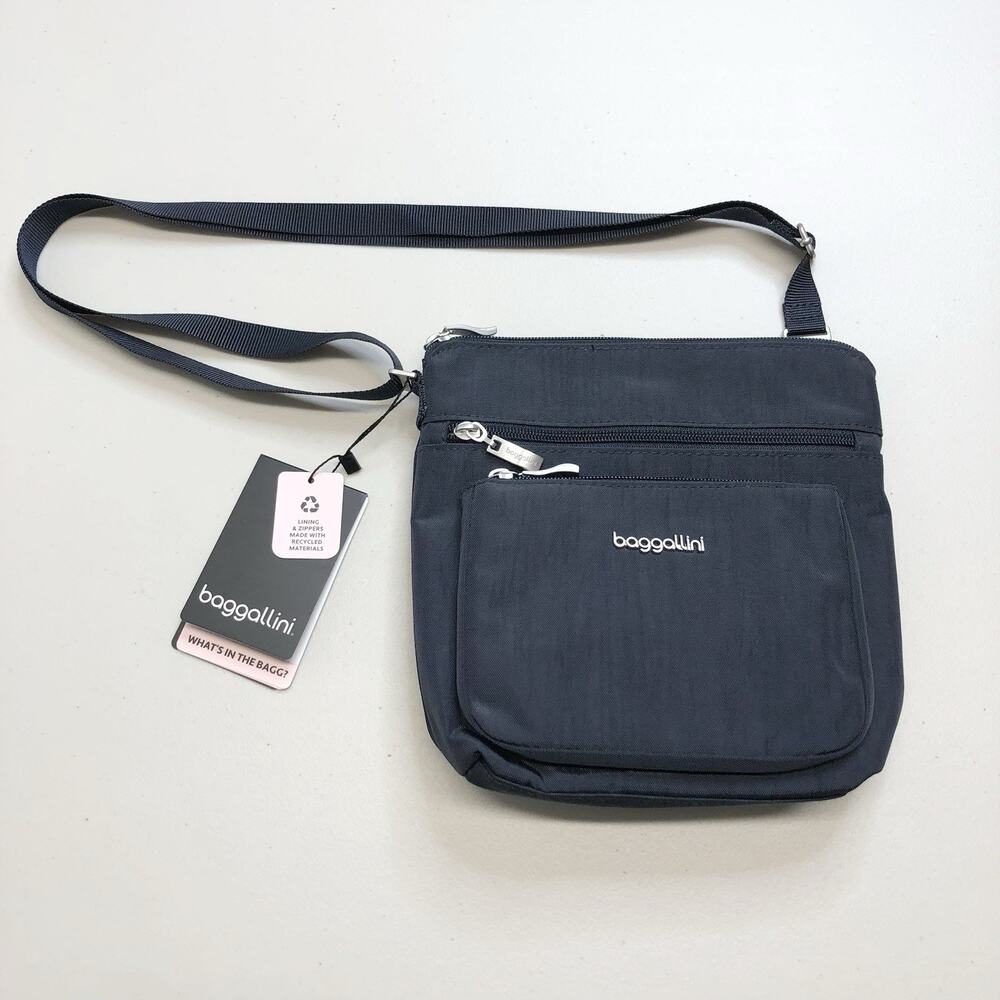 New With Tags Baggallini Pocket Crossbody Wristlet RFID Bright Navy Blue